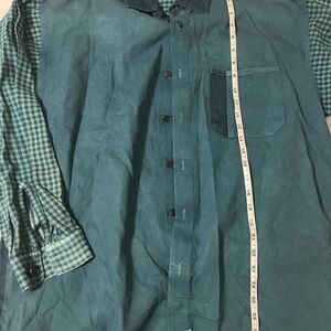 Men's Teal Button-Up Shirt Vintage Diner 80s jacket work wear.